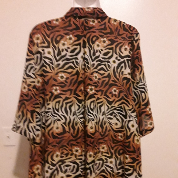 LADY GOTTEX BLACK, ORANGE AND WHITE DRESS TOP - Picture 4 of 8